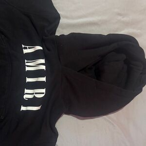 AMIRI kids Black Hoodie with White Logo